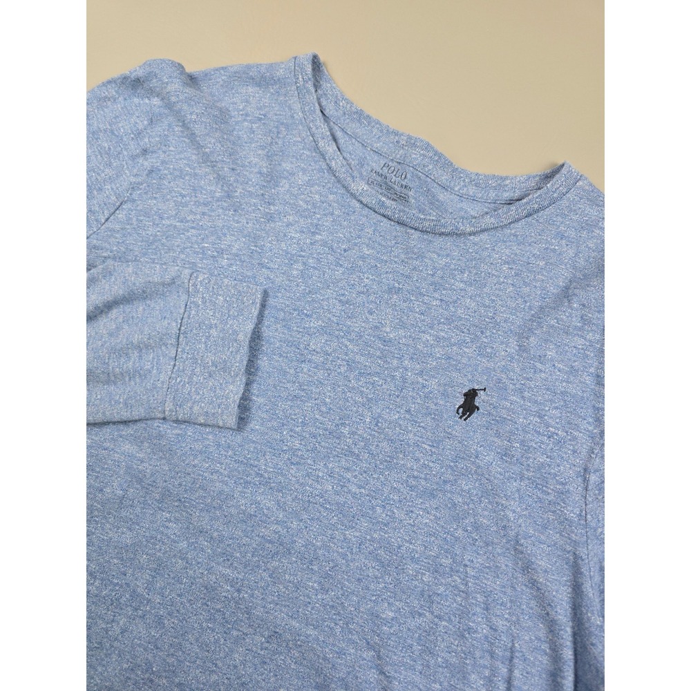 Polo Ralph Lauren Mens XL Custom Fit Blue Heather Long Sleeve Pony Logo T-Shirt